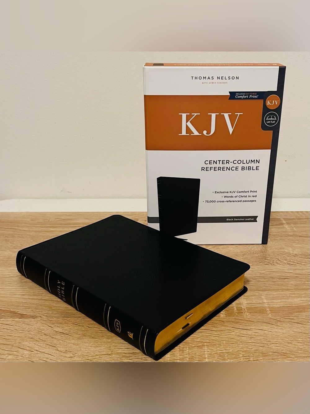 KJV Center-Column Reference Bible - Leather BLK (Nelson) - Previously imprinted